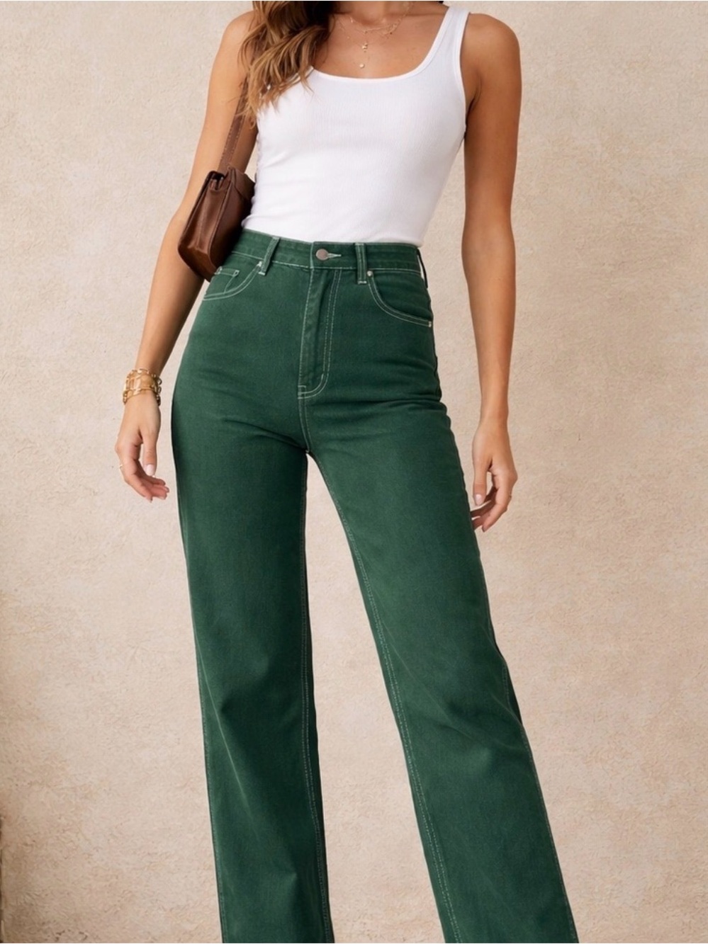 Reformation High-Rise Cowboy Jeans in Forest Green 26